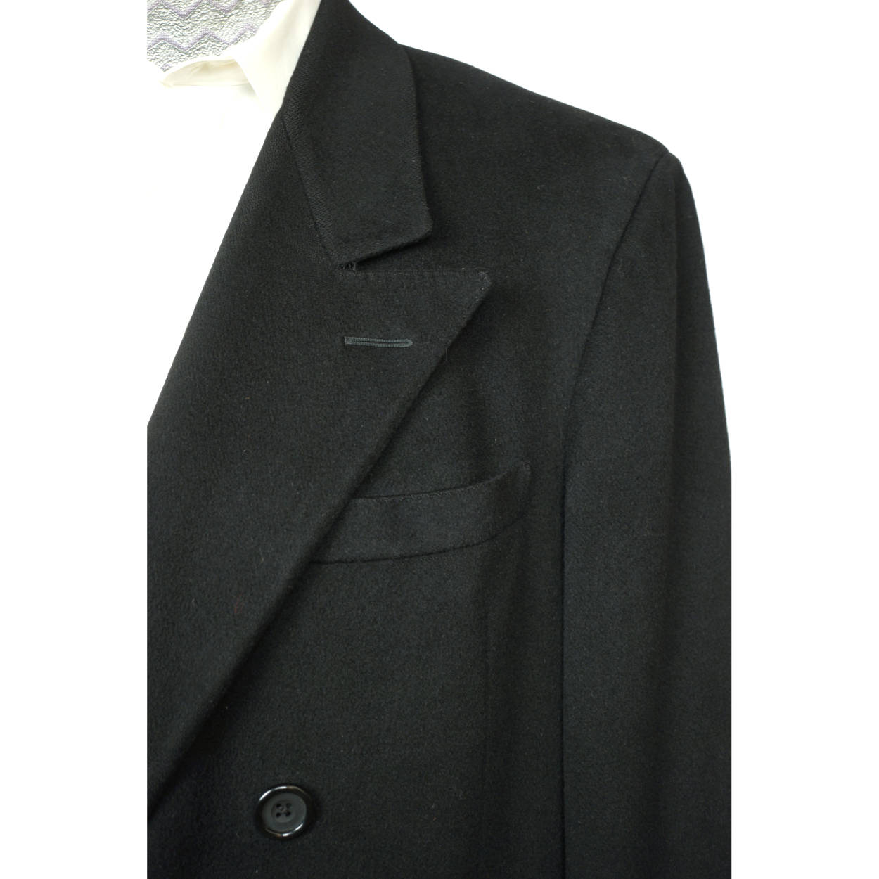 Vintage Mens Overcoat 100% Pure Cashmere Black Coat Size 44R Made in Canada - Poppy's Vintage Clothing