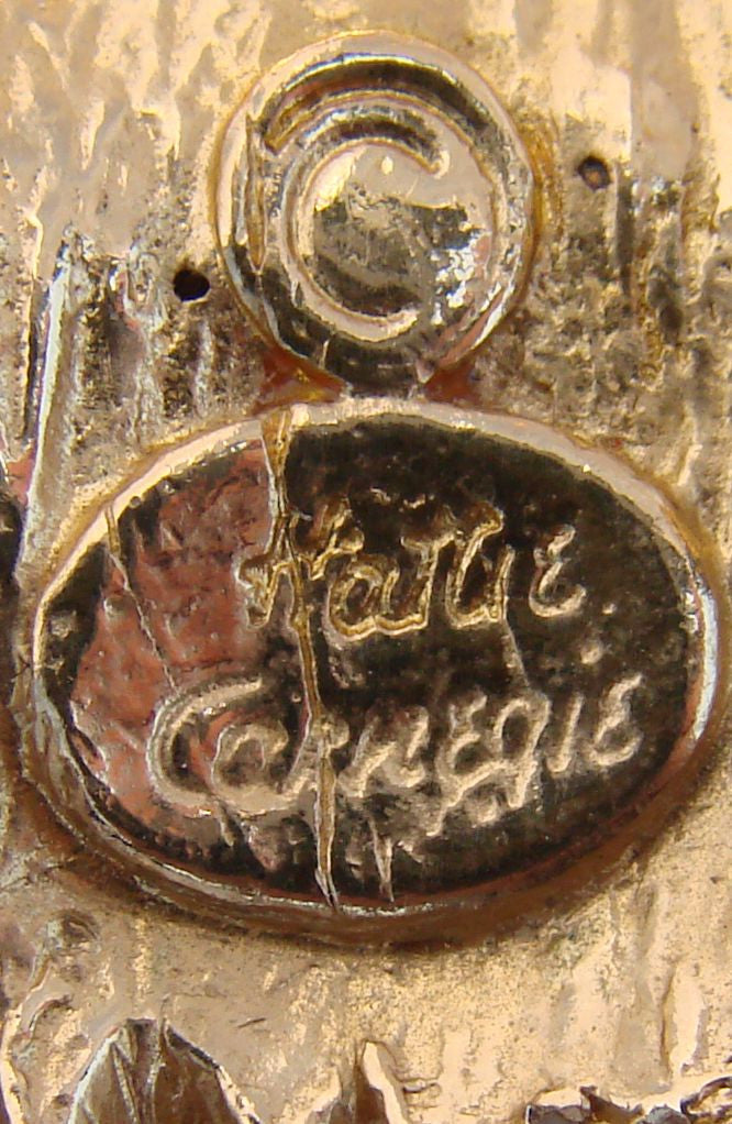 Vintage Hattie Carnegie Brooch - Rhinestone & Gold Toned Leopard Head - Poppy's Vintage Clothing