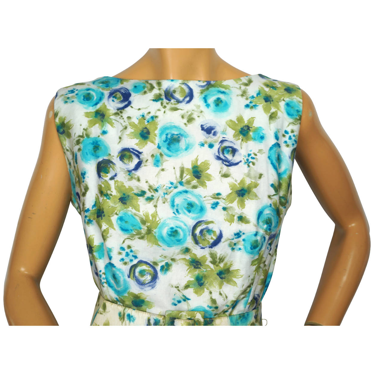 Vintage 1950s Floral Print Cotton Day Dress Henry Allen Montreal Size M - Poppy's Vintage Clothing