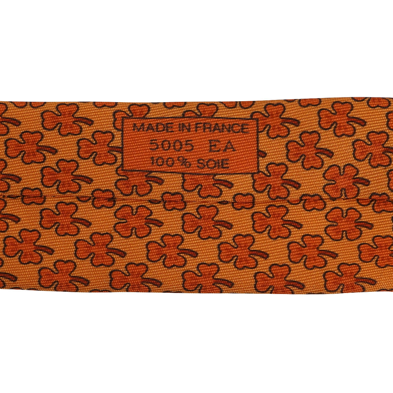 Vintage Hermes Tie Silk 5005 EA Orange 3 Leaf Clover Necktie - Poppy's Vintage Clothing
