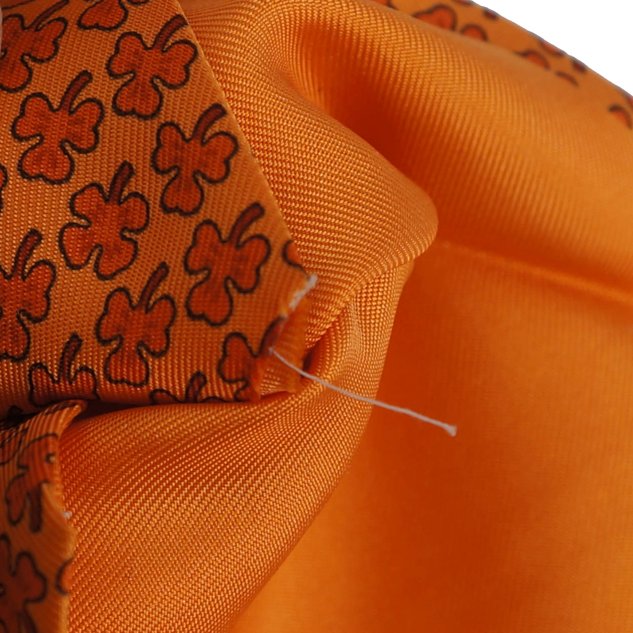 Vintage Hermes Tie Silk 5005 EA Orange 3 Leaf Clover Necktie - Poppy's Vintage Clothing