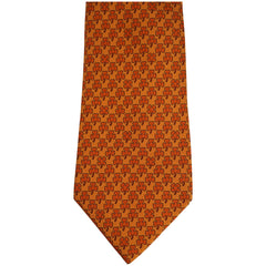 Vintage Hermes Tie Silk 5005 EA Orange 3 Leaf Clover Necktie - Poppy's Vintage Clothing