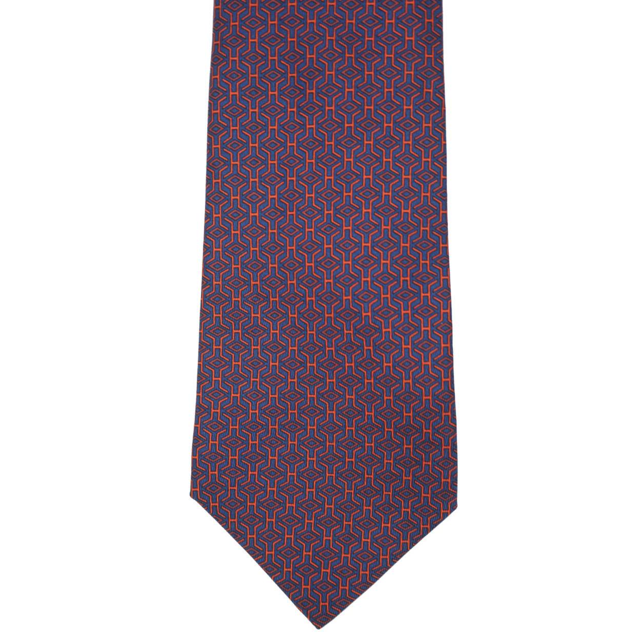 Luxury Red and Navy Geometric Woven Silk Tie by Hansen 1902 - Hansen's  Clothing