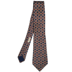 Vintage Hermes Tie Silk Twill 7055 TA Horse Bits Blue Red Mens Necktie - Poppy's Vintage Clothing