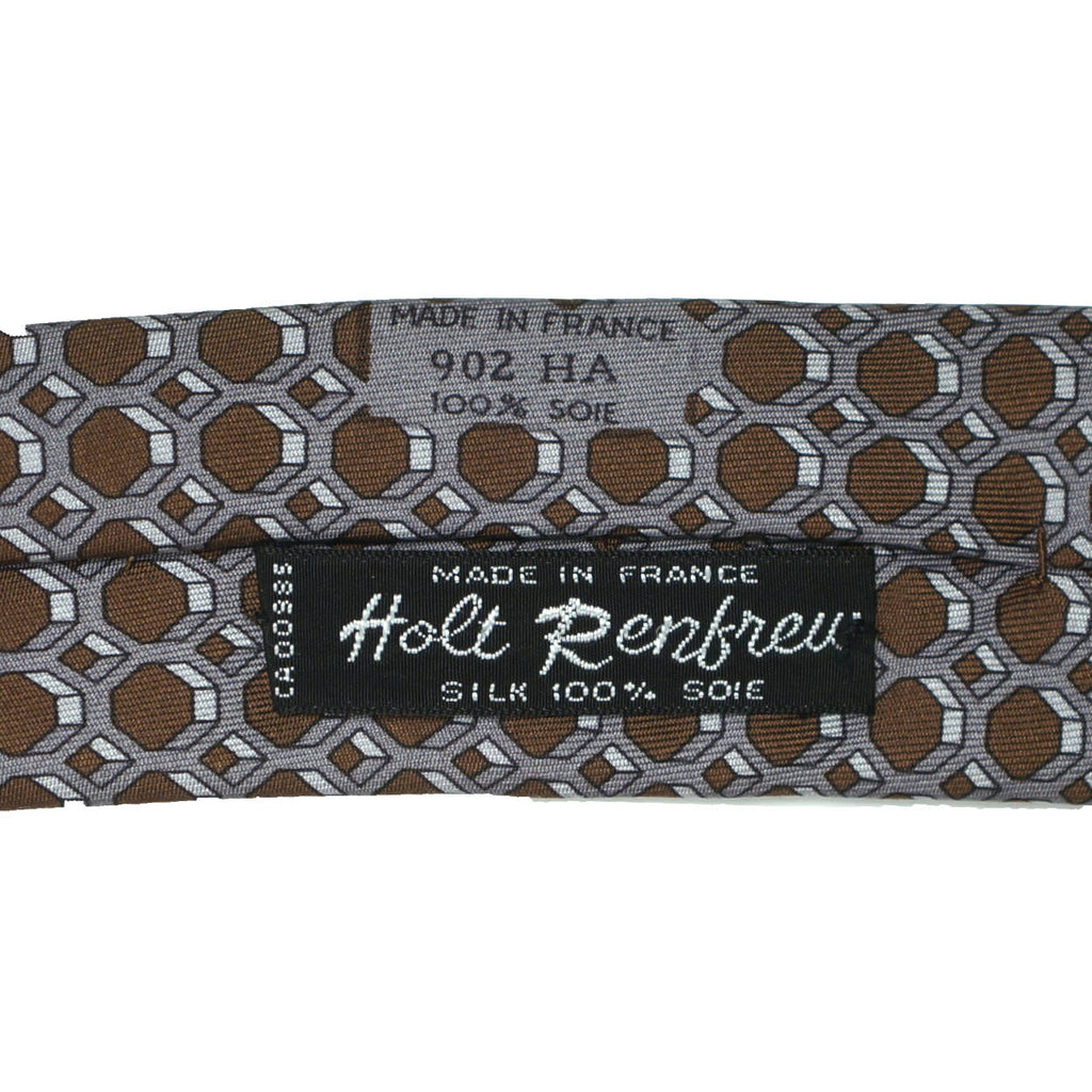 Vintage Hermes Tie Silk Twill 902 HA Geometric Pattern Mens Necktie Made France - Poppy's Vintage Clothing