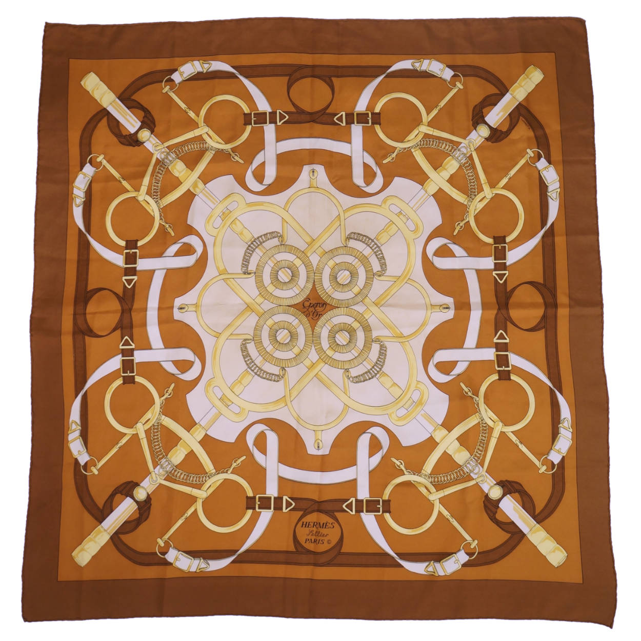 Vintage Hermes Silk Scarf Eperon D’Or Henri D’Origny 35” - Poppy's Vintage Clothing