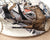 Vintage Motsch for Hermes Paris Hat with Printed Silk Crown and Straw Brim