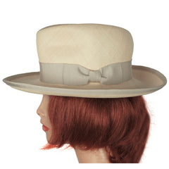 Vintage Motsch for Hermes Paris Ladies Fedora Panama Hat 7 - Poppy's Vintage Clothing