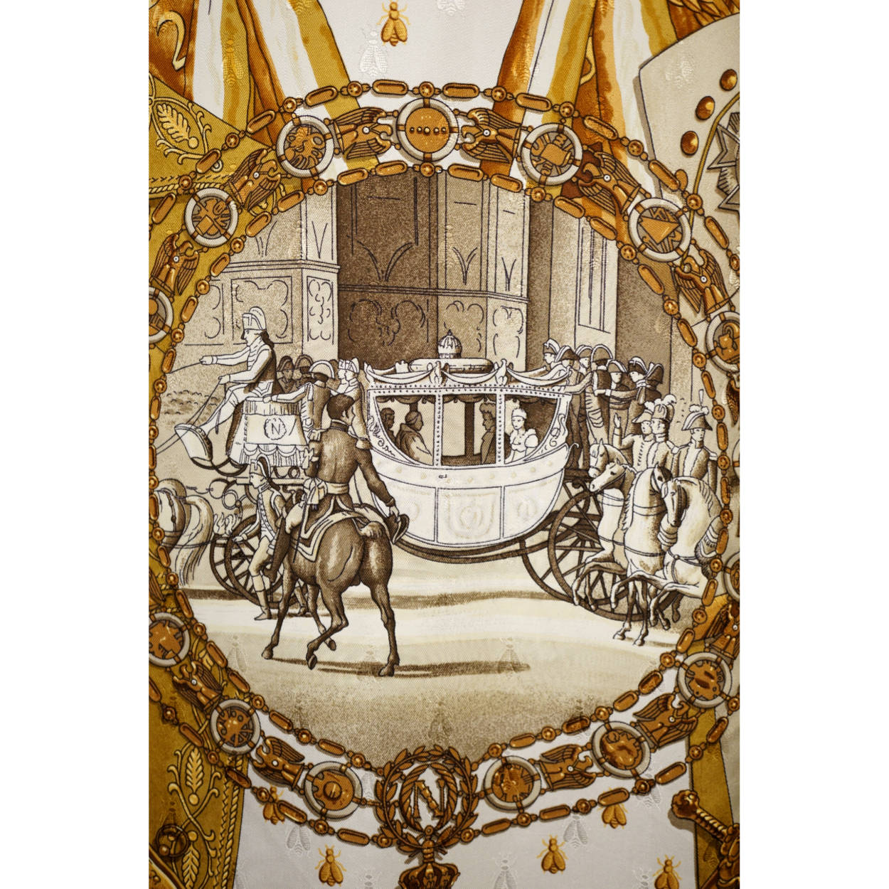 Vintage 1960s Hermes Paris Silk Scarf Shirt Dress Napoleon Pattern Signed Ledoux - Poppy's Vintage Clothing