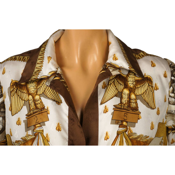 Uniqlo Silk Dress Shirt, Hermes Sous le Cedre scarf, Hermes Kelly