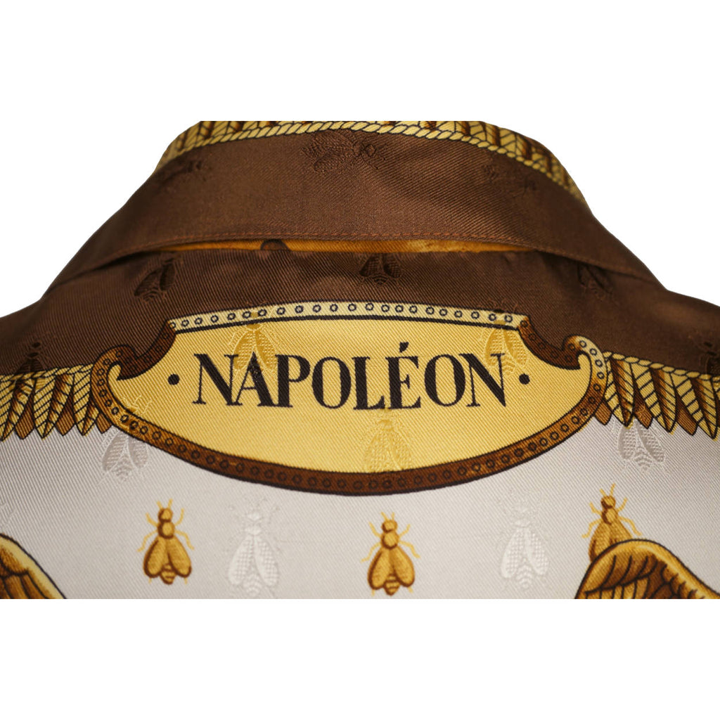 Vintage 1960s Hermes Paris Silk Scarf Shirt Dress Napoleon Pattern Signed Ledoux - Poppy's Vintage Clothing