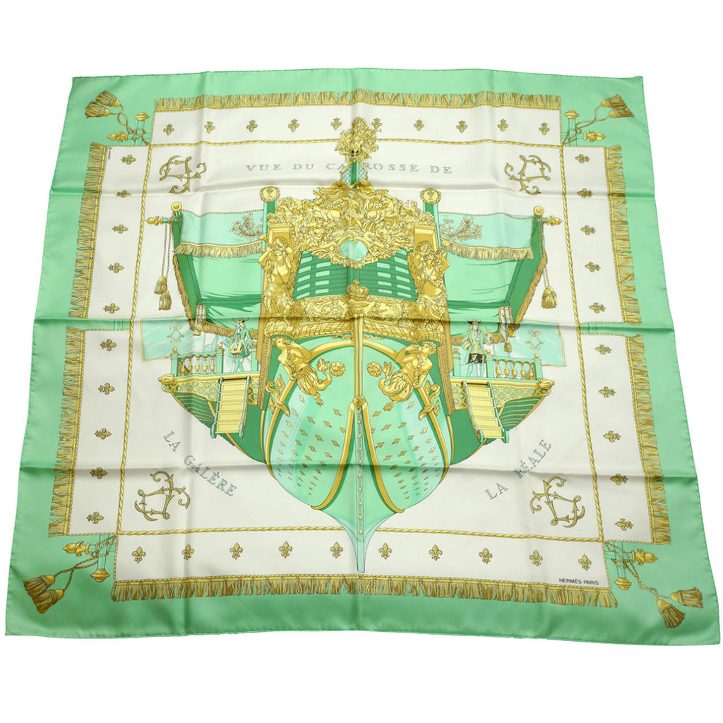 Vintage Hermes La Reale Silk Scarf Hugo Grygkar Vue Du Carosse de la Galere 35” - Poppy's Vintage Clothing