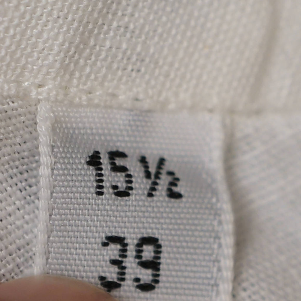 Hermes Paris White Linen Shirt Collarless Style Mens M - Poppy's Vintage Clothing