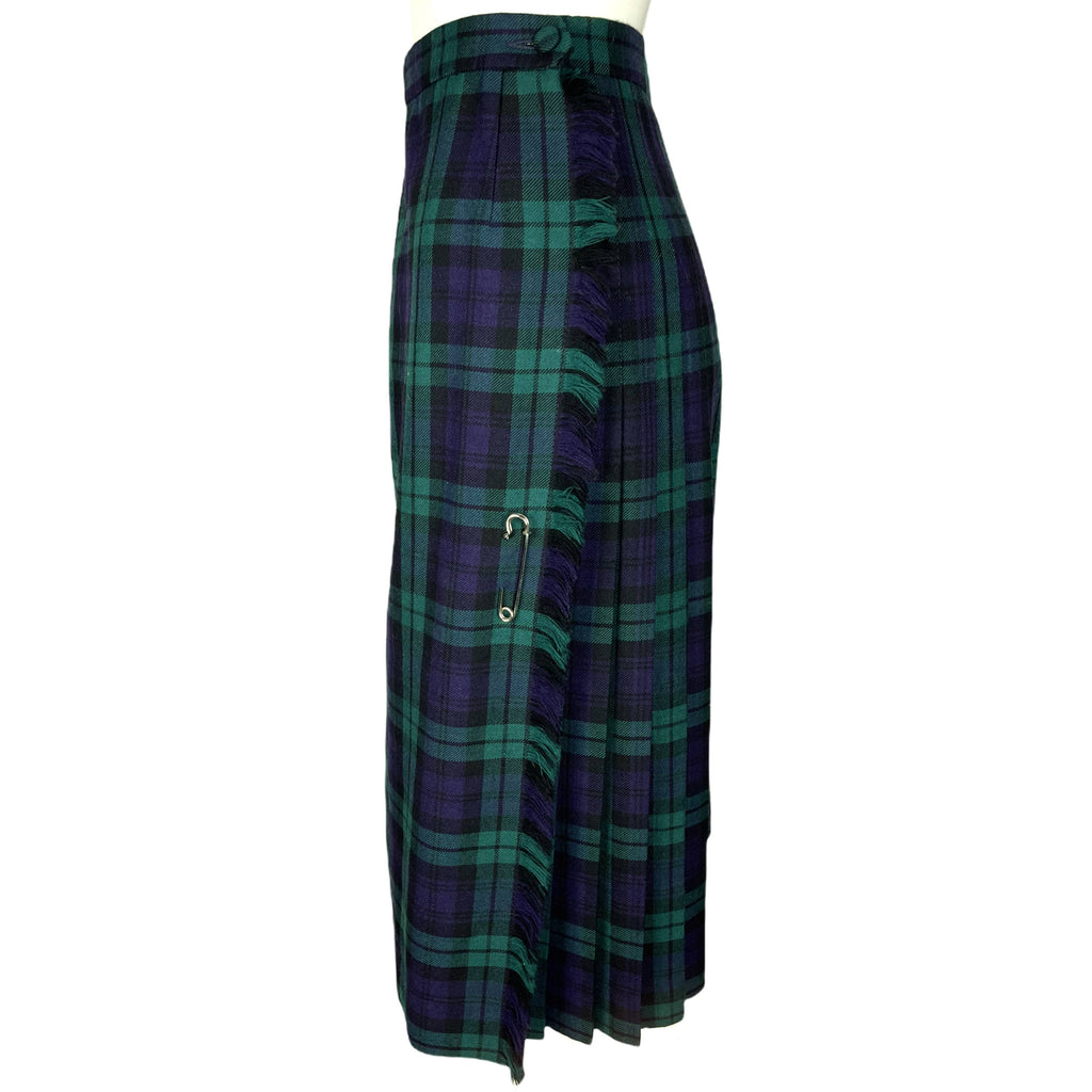 Vintage Scottish Black Watch Tartan Kilt 100% Wool Size 6