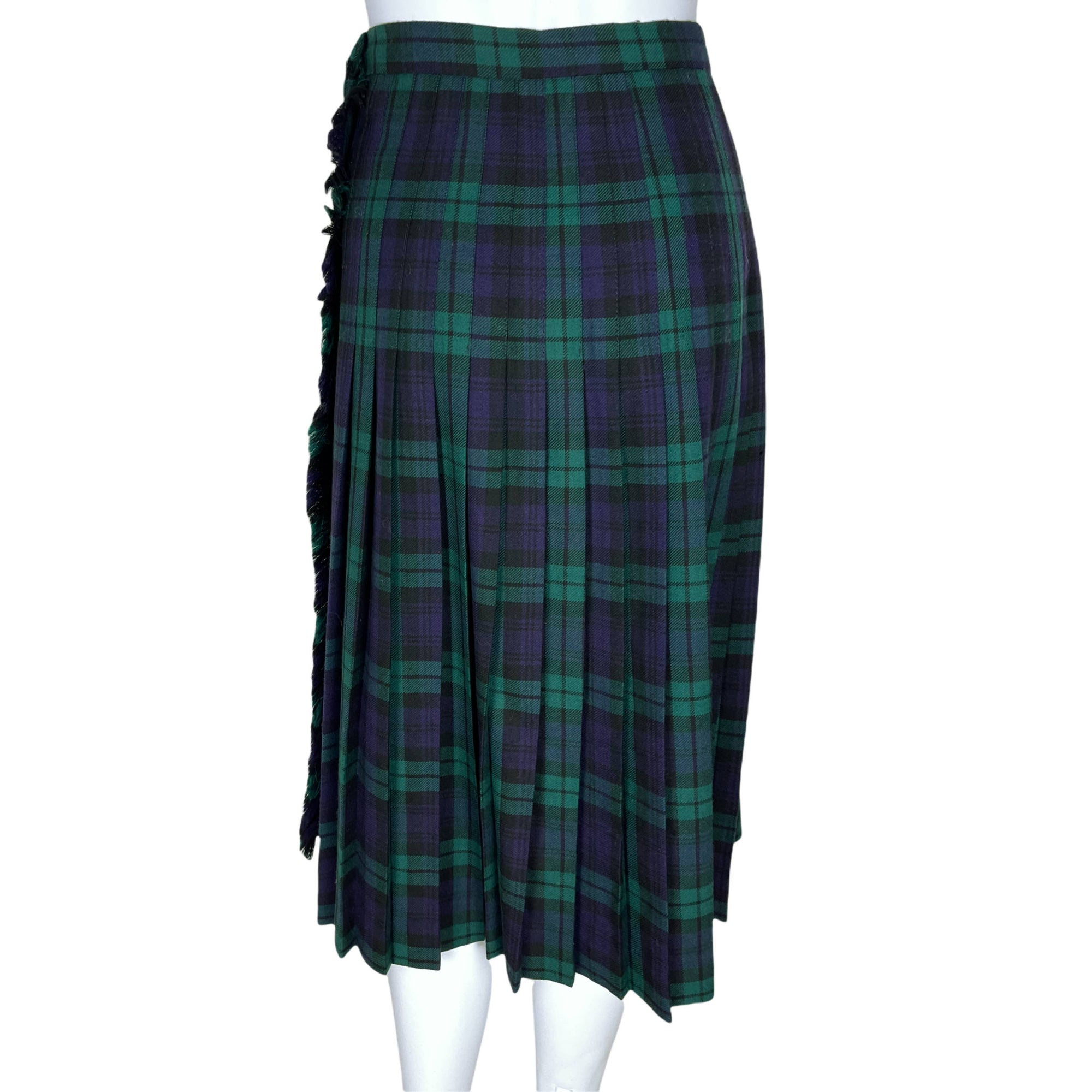 Vintage Scottish Black Watch Tartan Kilt 100% Wool Size 6