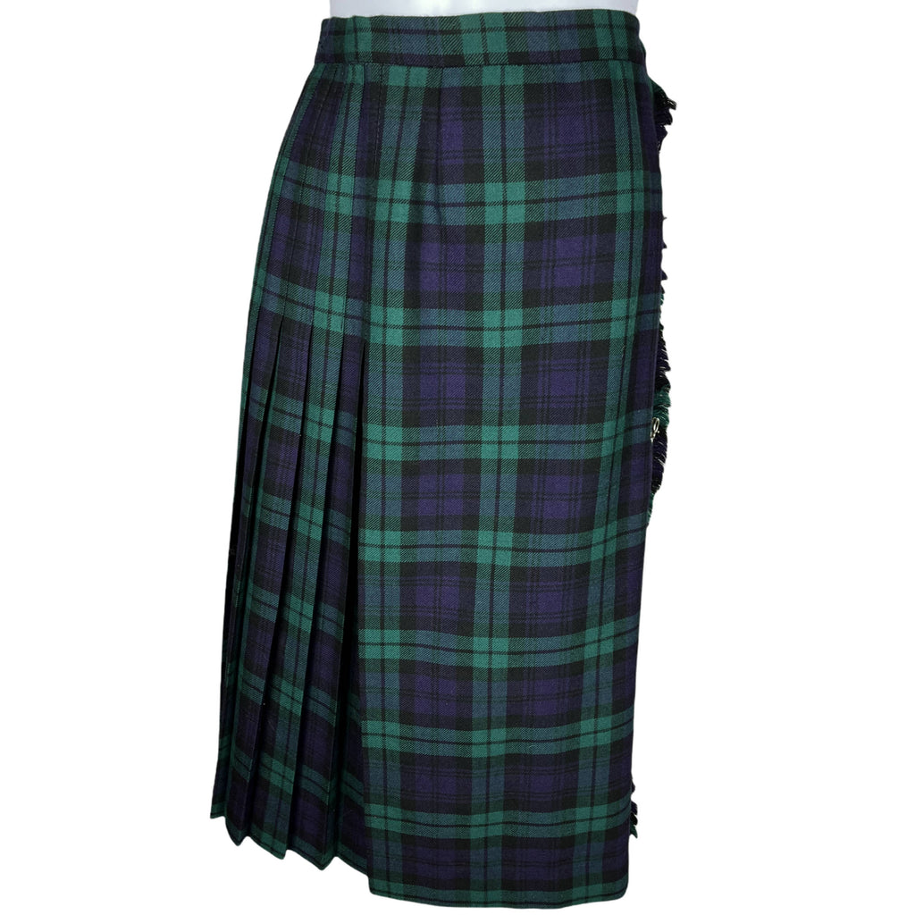 Vintage Scottish Black Watch Tartan Kilt 100% Wool Size 6