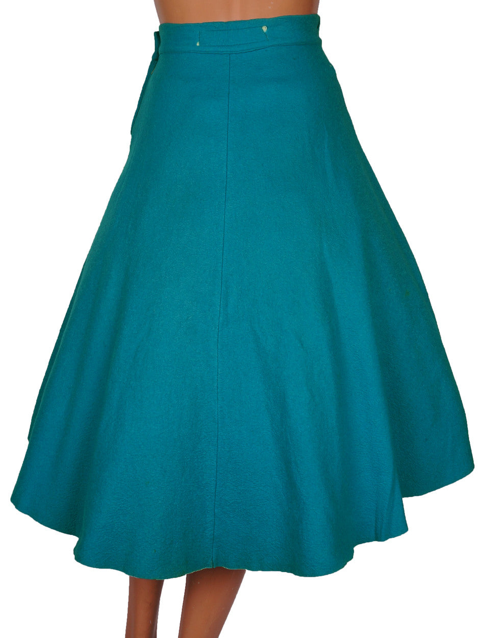 Vintage 50s Felt Circle Skirt Rockabilly Hit Parade Music Theme XS / S - Poppy's Vintage Clothing