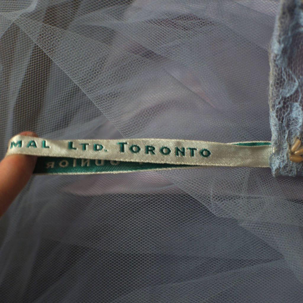 Vintage 50s Prom Dress Blue Tulle Ball Gown Size S - Poppy's Vintage Clothing
