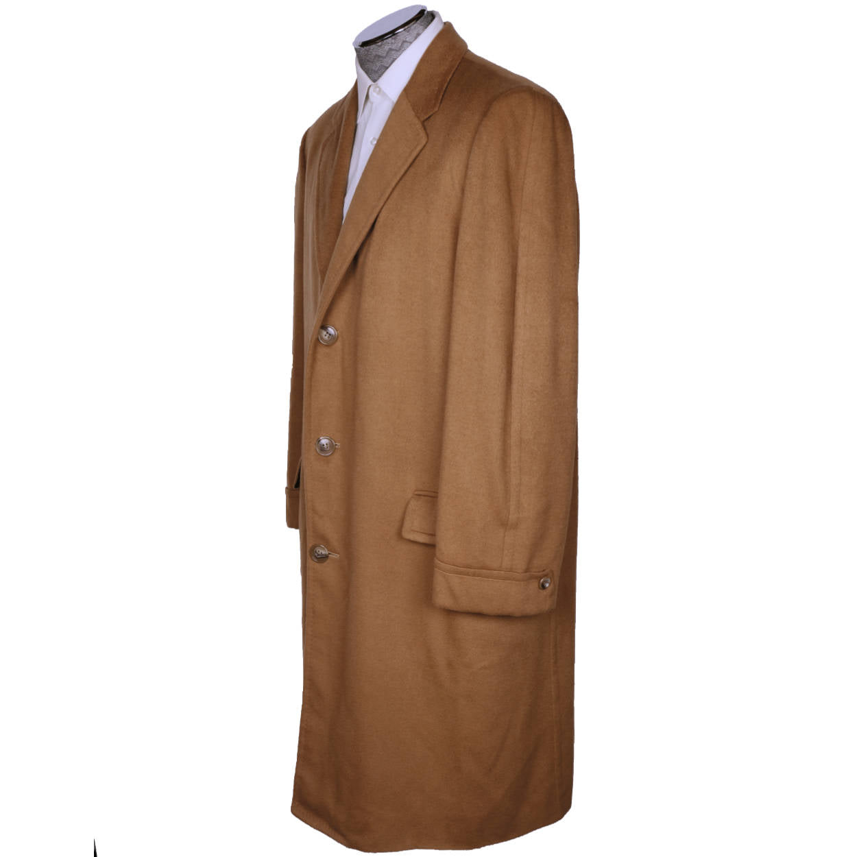 Vintage 1960s Pure Cashmere Mens Overcoat Holt Renfrew Caramel Color Coat - Large - Poppy's Vintage Clothing