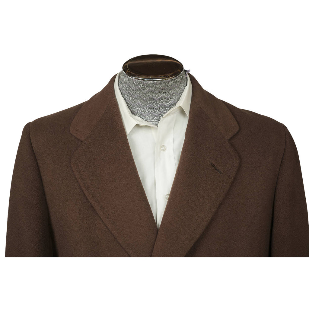 Vintage 1950s Cashmere Mens Overcoat Holt Renfrew Brown Colour Coat Large - Poppy's Vintage Clothing