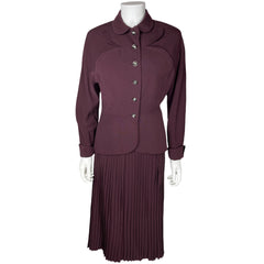 Vintage 1950s Skirt Suit Eggplant Plum Wool Holt Renfrew M