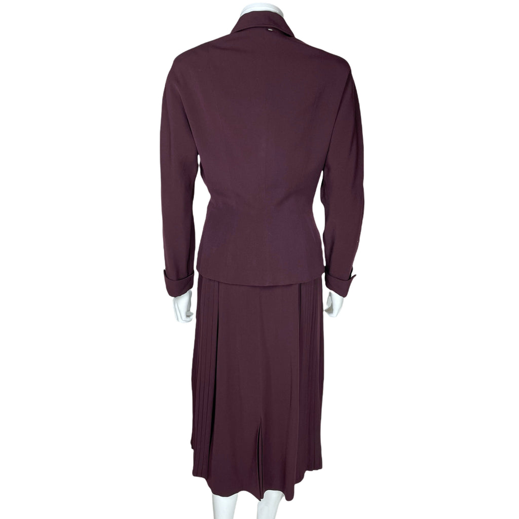 Vintage 1950s Skirt Suit Eggplant Plum Wool Holt Renfrew M