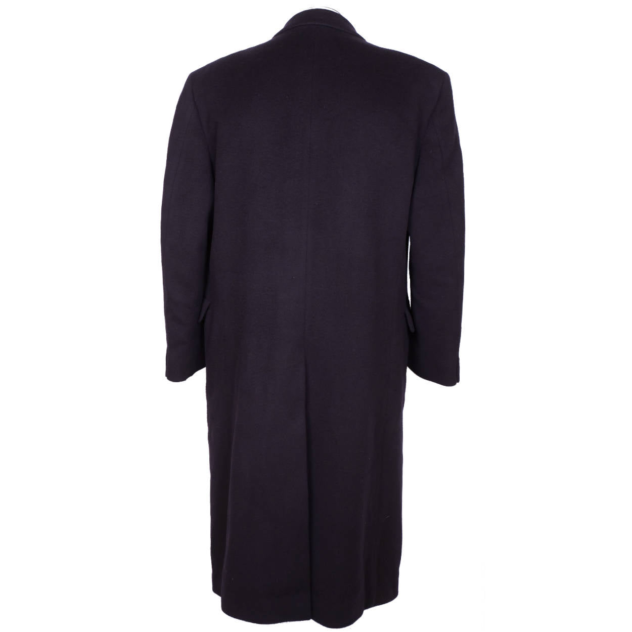 Vintage Mens English Wool & Cashmere Coat Navy Blue Overcoat Topcoat Size L 42 - Poppy's Vintage Clothing