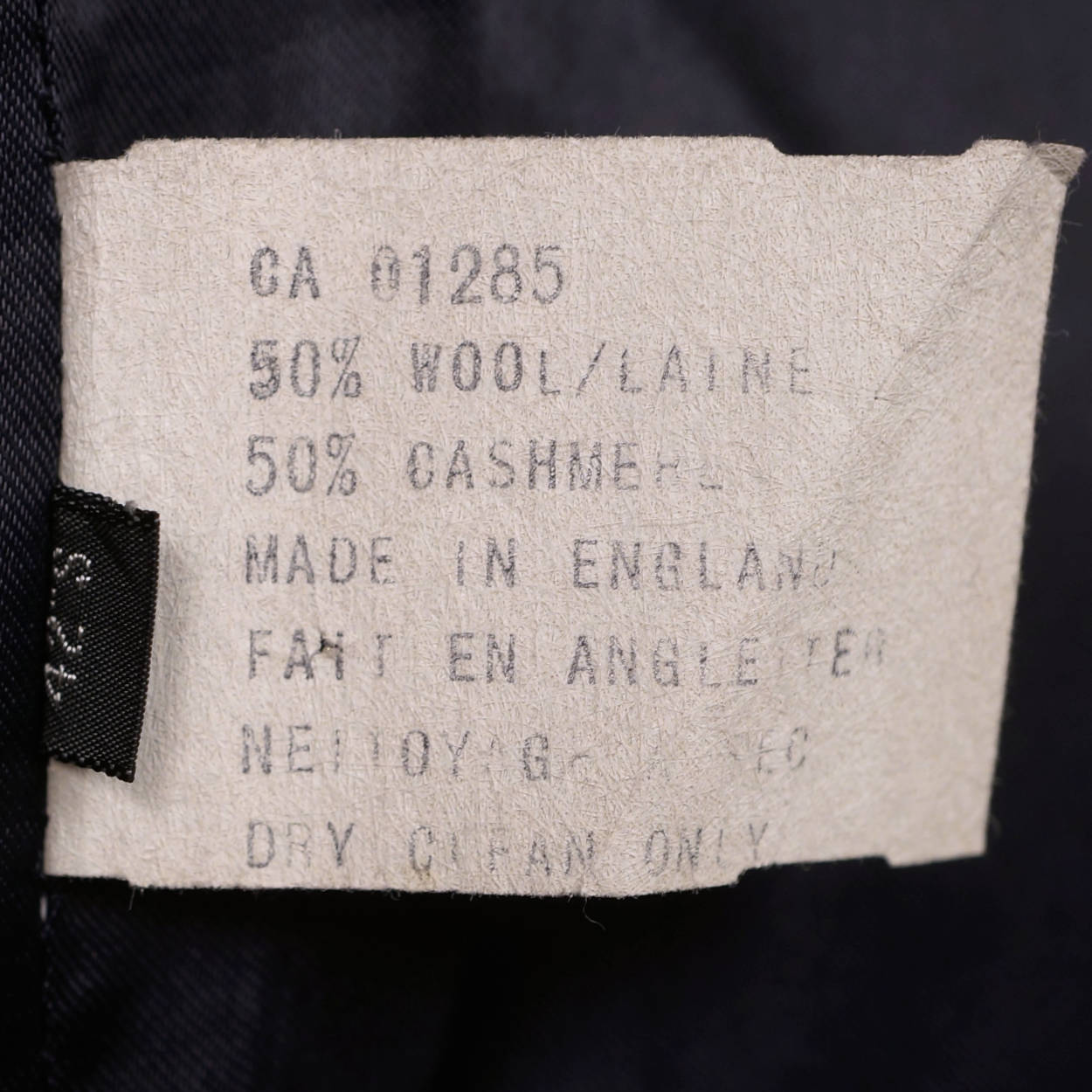 Vintage Mens English Wool & Cashmere Coat Navy Blue Overcoat Topcoat Size L 42 - Poppy's Vintage Clothing