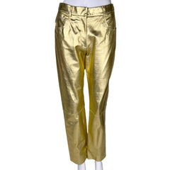 NWT Vintage Gold Leather Pants Holt Renfrew Studio Unused 6