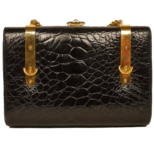1950s Birls de Paris Black Alligator Leather Handbag | Bohème Vintage –  Boheme Vintage