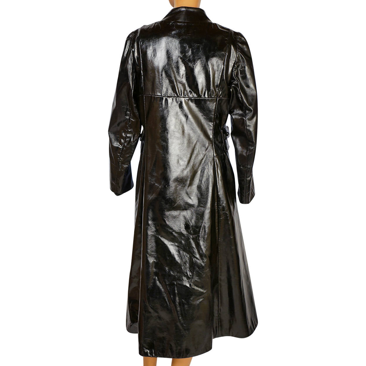 Vintage 1960s Mod Black Patent Leather Coat Holt Renfrew Made in