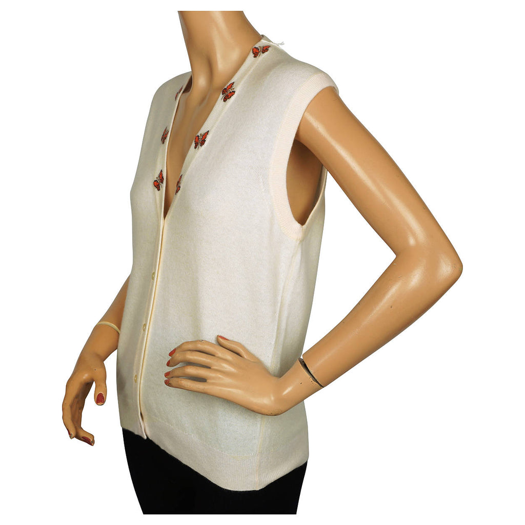 Vintage 1970s Unused Scottish Cashmere Sweater Vest Sleeveless Cardigan NWT M 36 - Poppy's Vintage Clothing