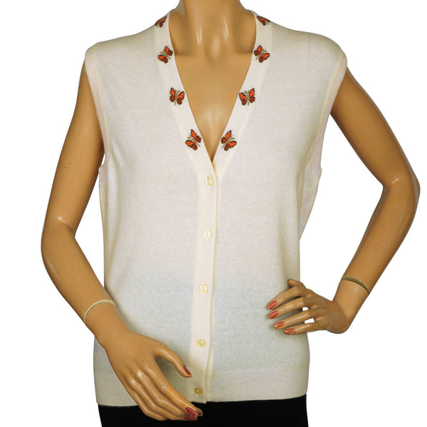Vintage 1970s Unused Scottish Cashmere Sweater Vest Sleeveless Cardigan NWT M 36 - Poppy's Vintage Clothing