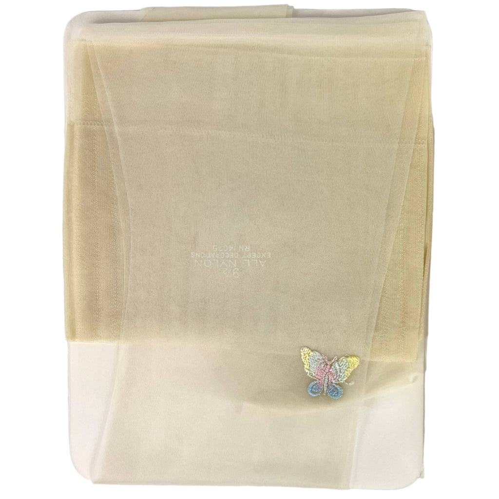 Vintage Hudson 1950s Nylon Stockings Yellow w Butterfly 9.5