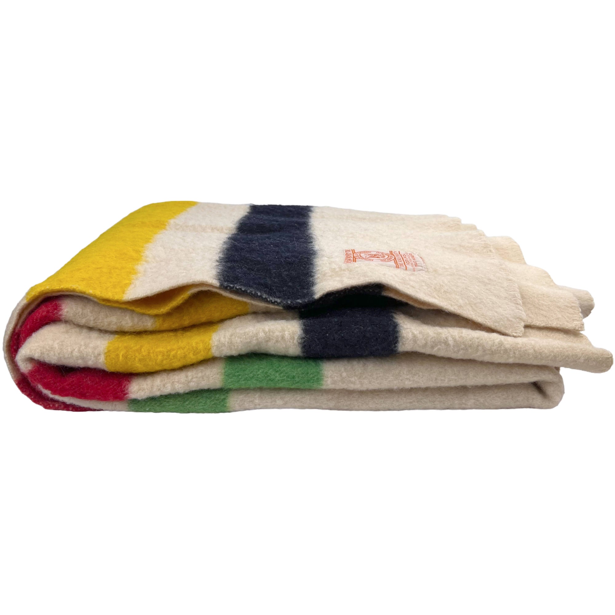  1950s Vintage Hudsons Bay Blanket Classic 4 Stripe Wool 4 pt