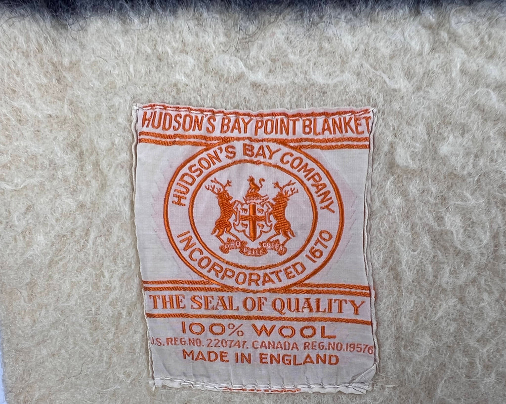  1950s Vintage Hudsons Bay Blanket Classic 4 Stripe Wool 4 pt