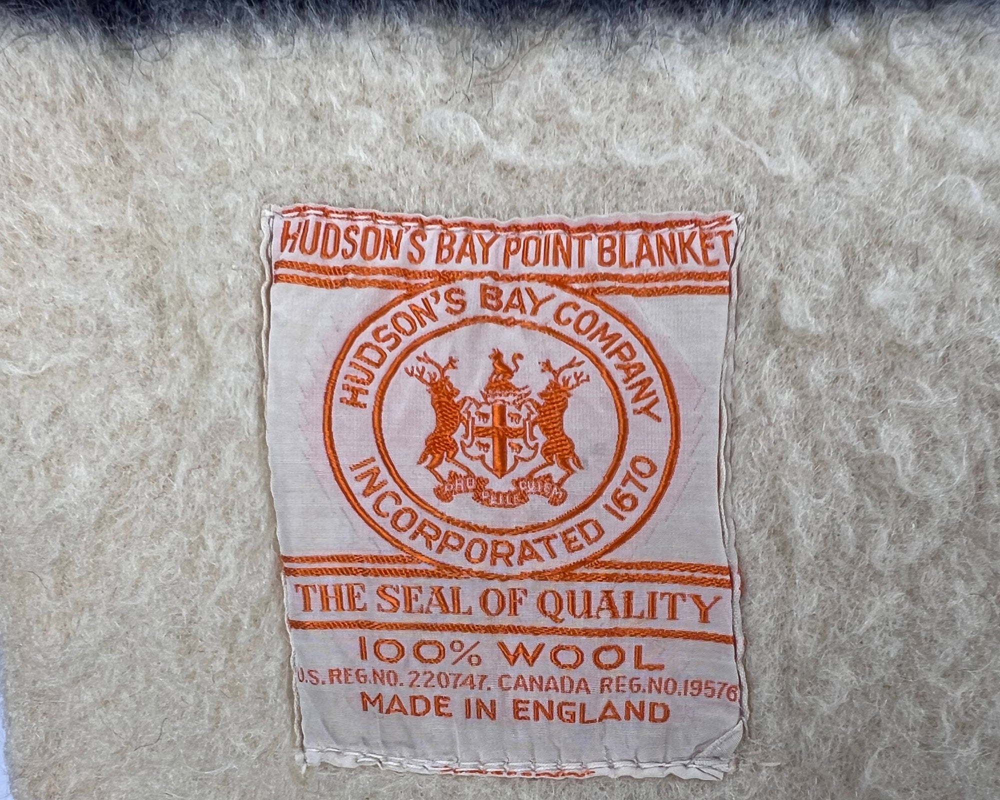  1950s Vintage Hudsons Bay Blanket Classic 4 Stripe Wool 4 pt