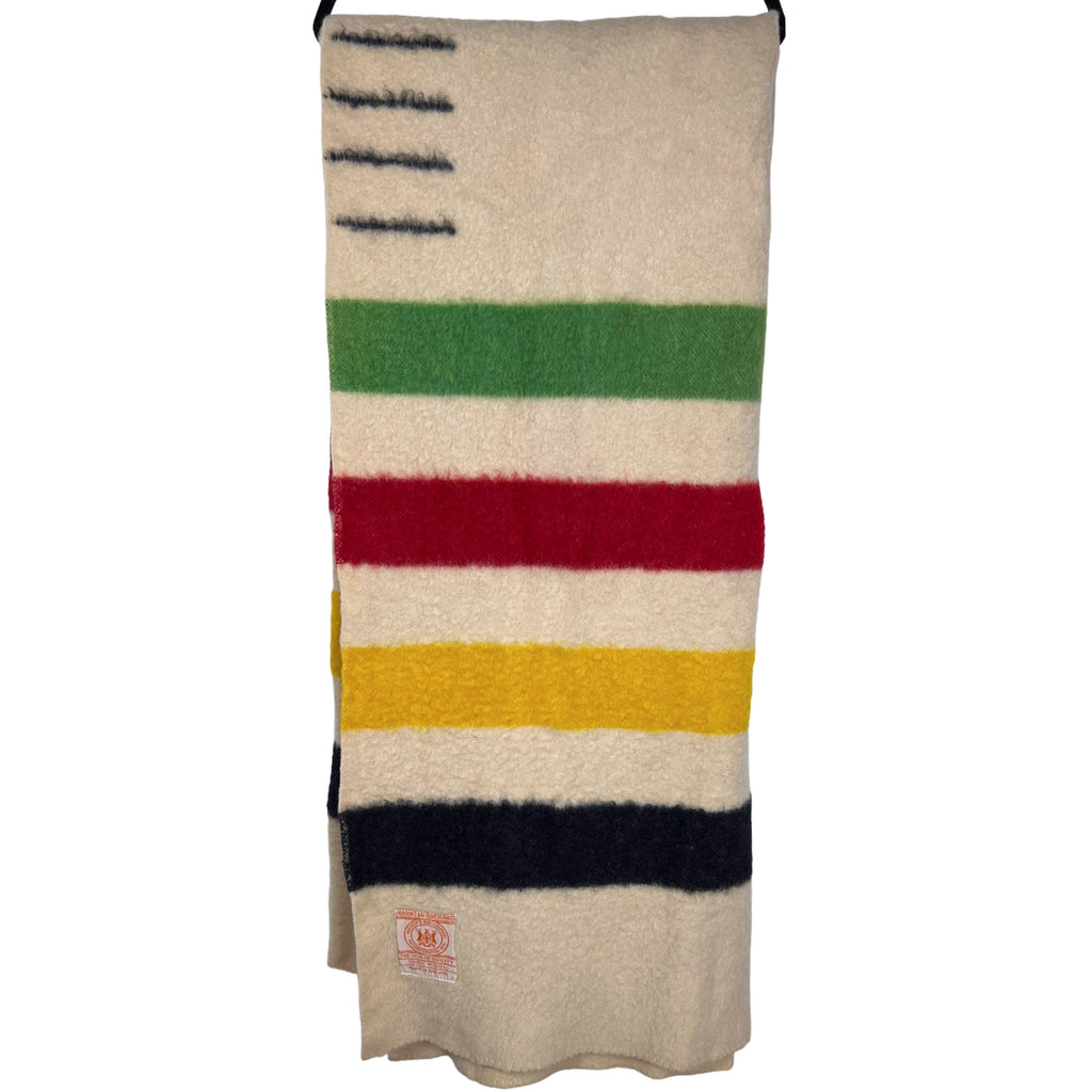  1950s Vintage Hudsons Bay Blanket Classic 4 Stripe Wool 4 pt