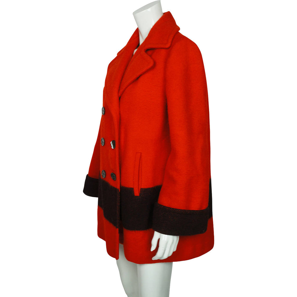 Vintage 1970s Hudsons Bay Company Point Blanket Jacket Winter Coat Red Wool Sz M - Poppy's Vintage Clothing