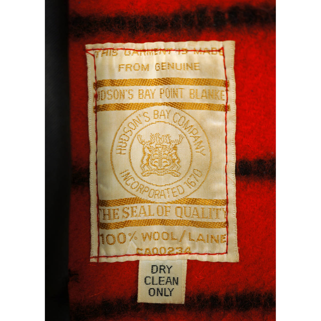 Vintage 1970s Hudsons Bay Company Point Blanket Jacket Winter Coat Red Wool Sz M - Poppy's Vintage Clothing