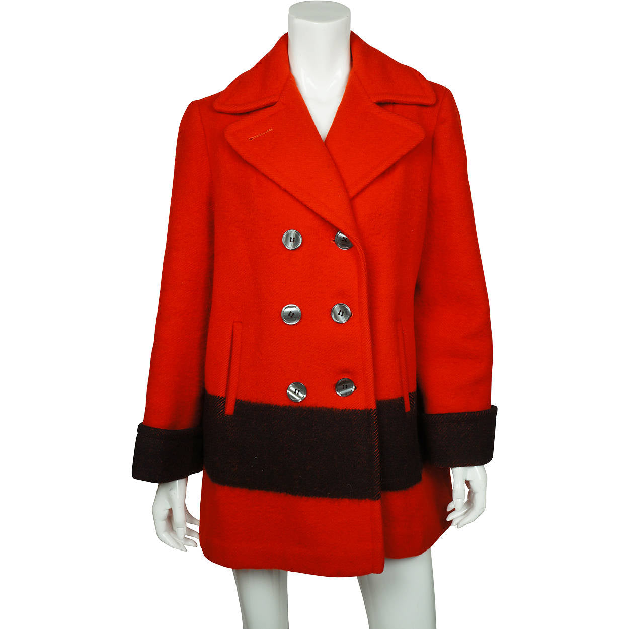 Vintage 1970s Hudsons Bay Company Point Blanket Jacket Winter Coat Red Wool  Sz M