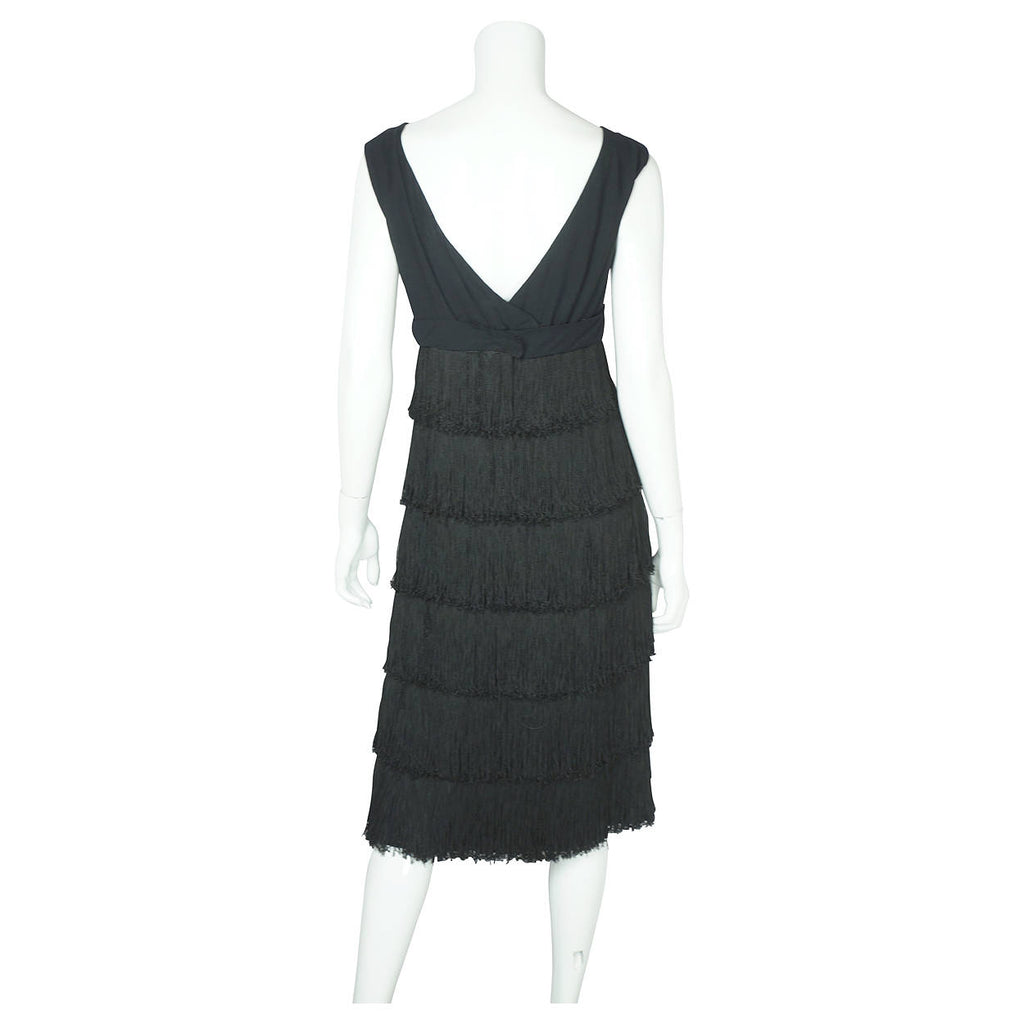 Vintage 1960s Fringed Twist Dance Dress Hugh Garber for Margo Canadian Design M - Poppy's Vintage Clothing