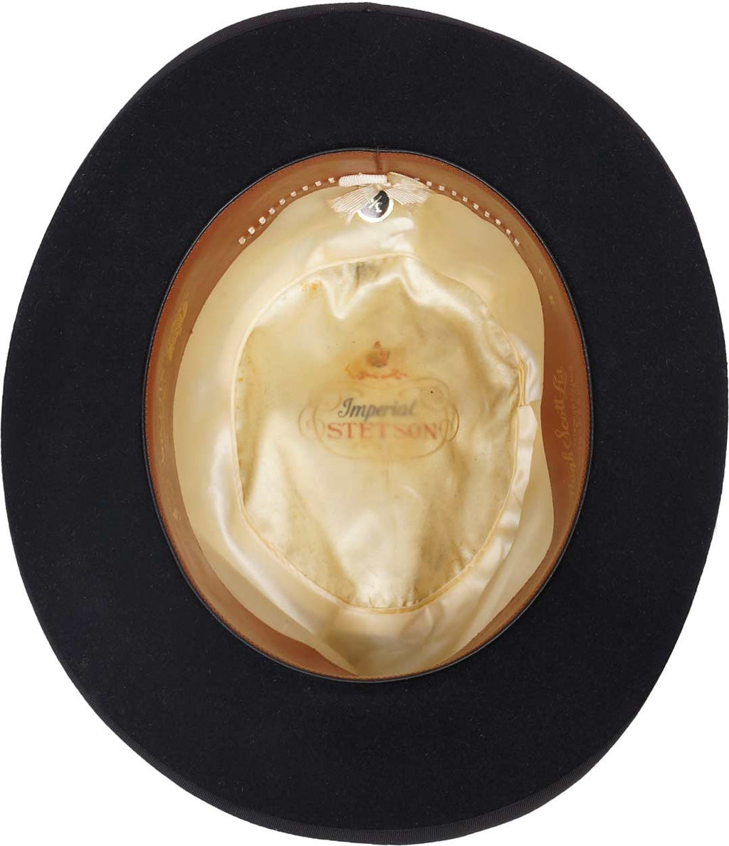 Vintage 50s Imperial Stetson Homburg Black Fedora Hat Mens Size 7 3/8 Large - Poppy's Vintage Clothing