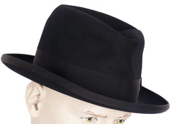 Vintage 50s Imperial Stetson Homburg Black Fedora Hat Mens Size 7 3/8 Large - Poppy's Vintage Clothing