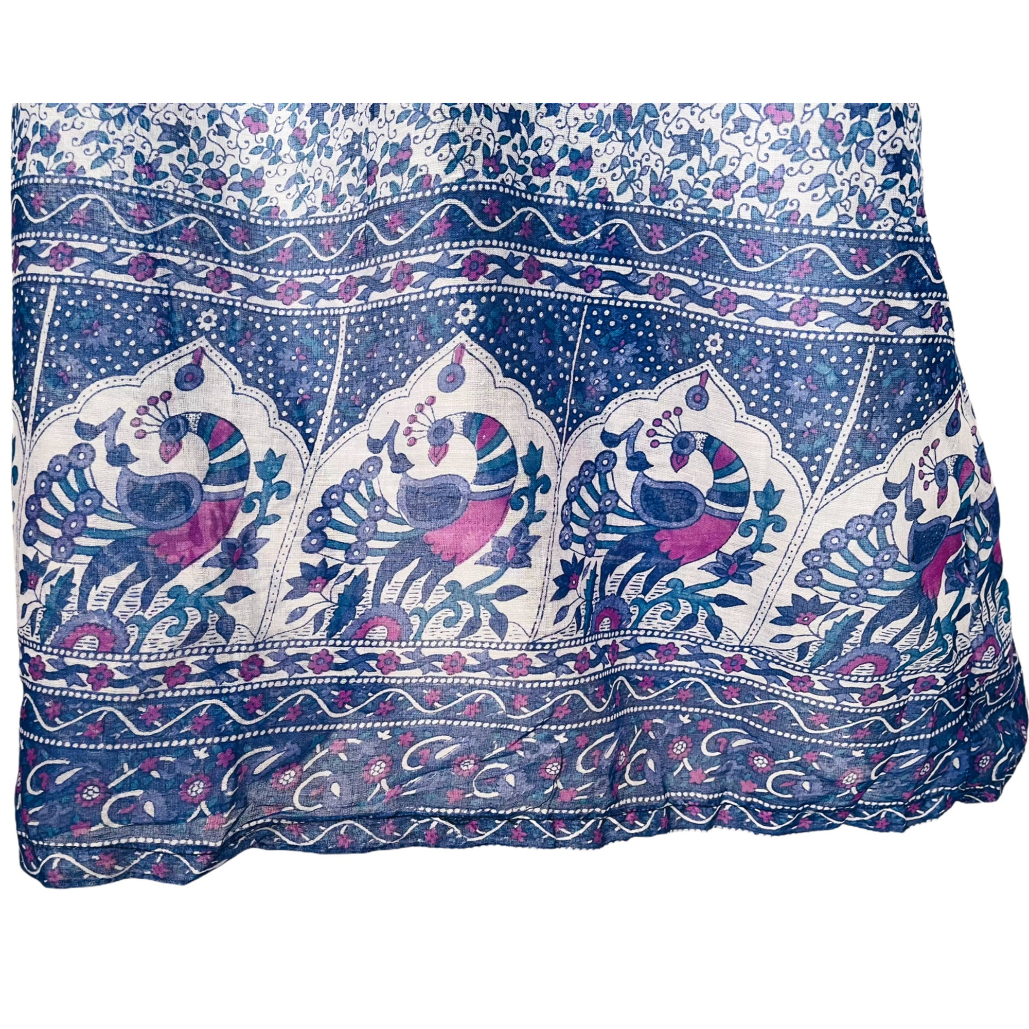 Vintage 1970s Gauzy Indian Cotton Dress Floral Print NOS