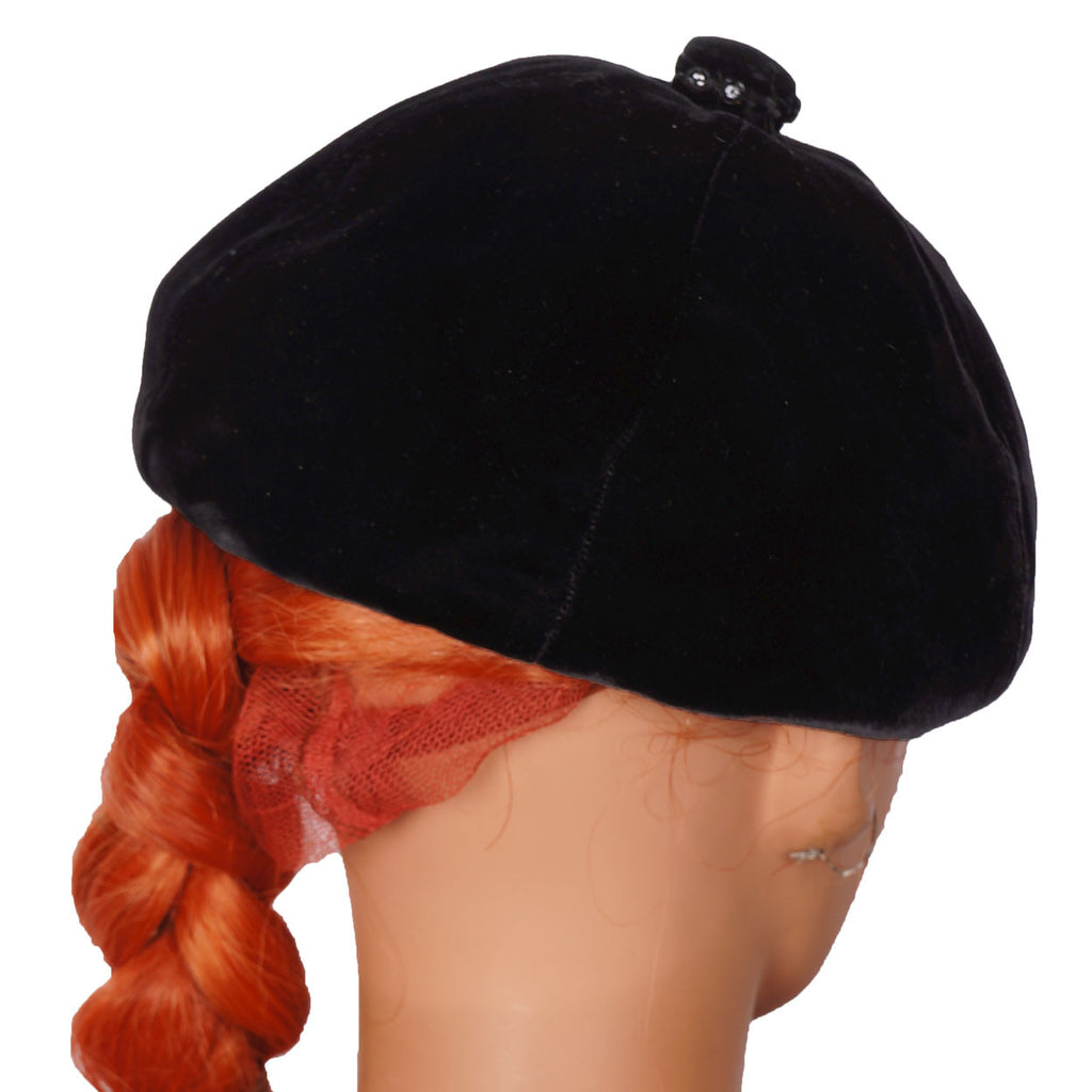Vintage Irene of New York Black Velvet Beret Hat Lord &amp  display picture 1