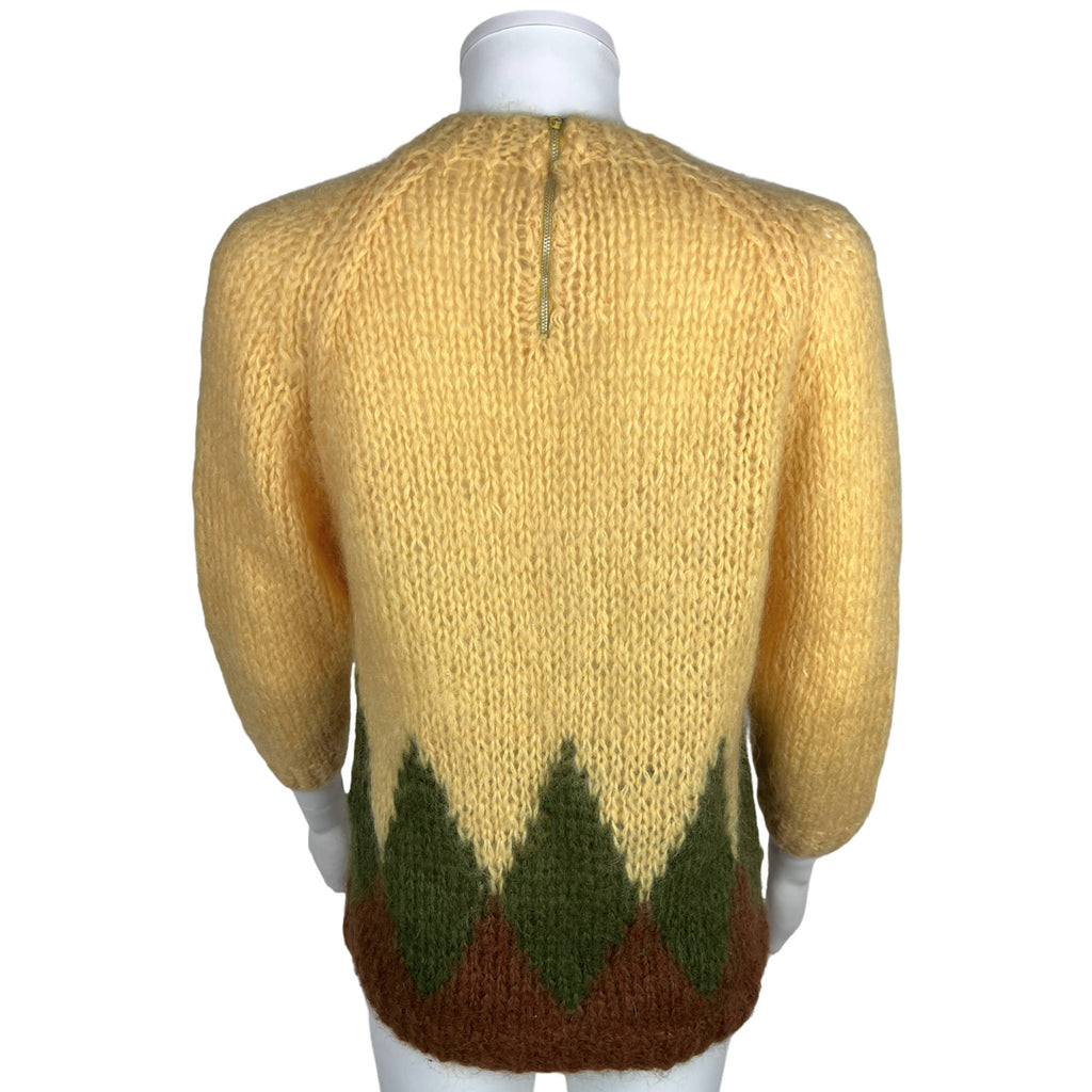 Vintage 1960s Italian Hand Knit Sweater Mohair Wool Pullover