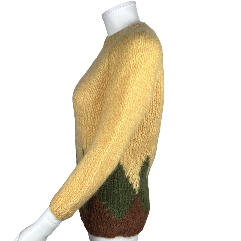 Vintage 1960s Italian Hand Knit Sweater Mohair Wool Pullover