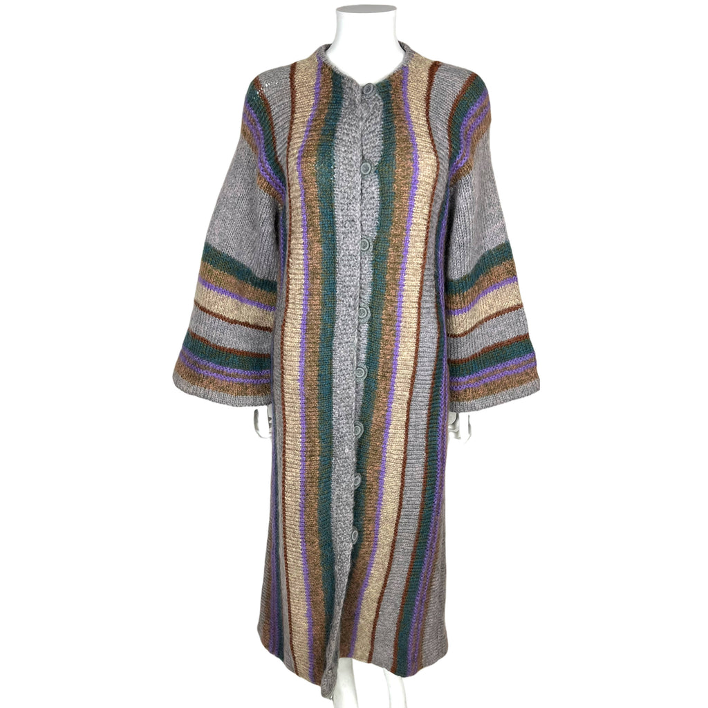 Vintage Italian Hand Knit Coat Sweater Wool Made in Italy M