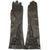 Vintage NOS Ladies Brown Leather Long Evening Gloves Unused Lace Inset Cutwork - Poppy's Vintage Clothing